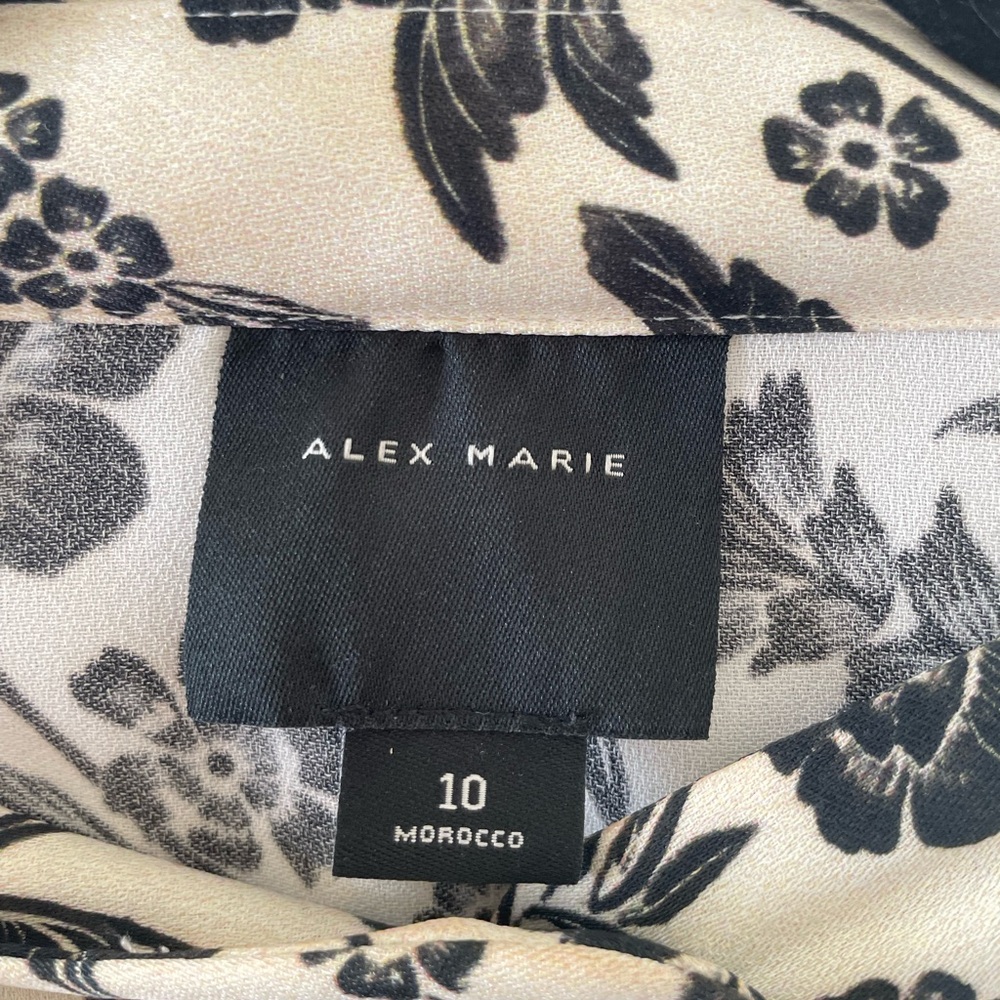 Alex Marie Women’s Black And White Floral Belted Dress Size 10 - Picture 6 of 8
